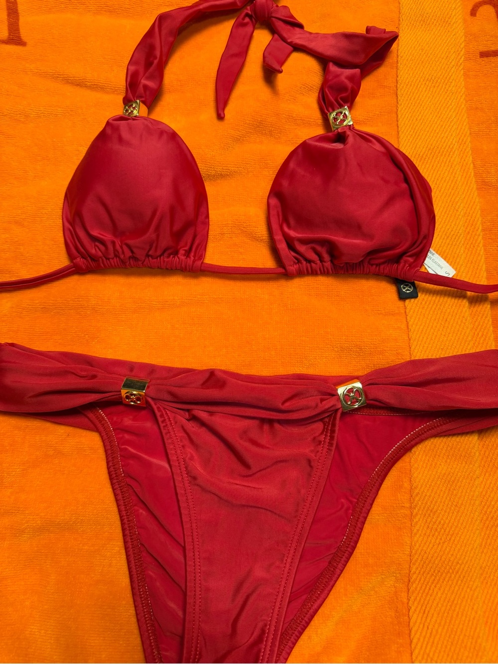Vix Red Bikini Set with Gold Accents
